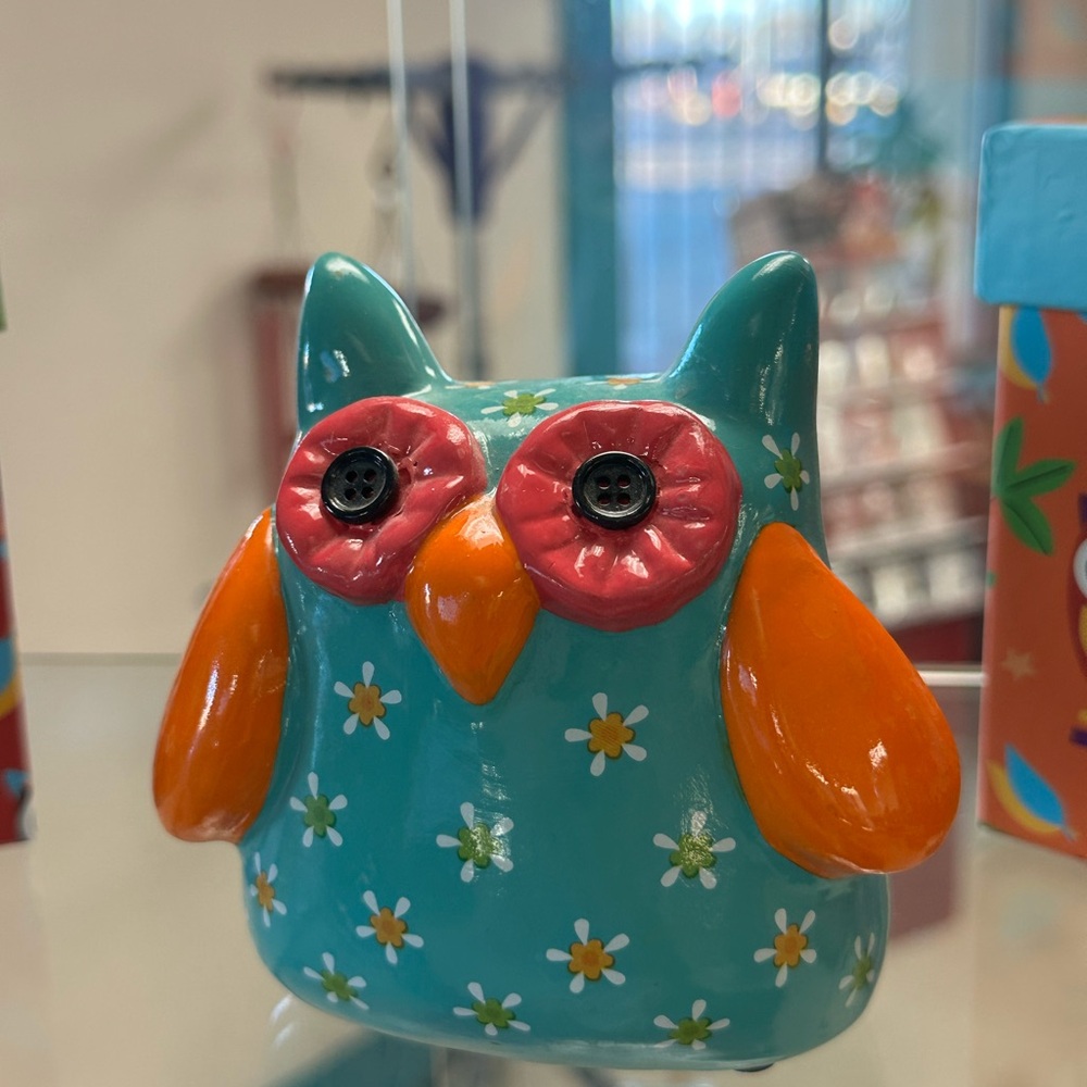 Burton & Burton whimsical owl ceramic money bank